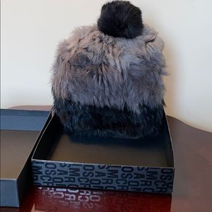 MARC by Marc Jacobs black real rabbit fur hat